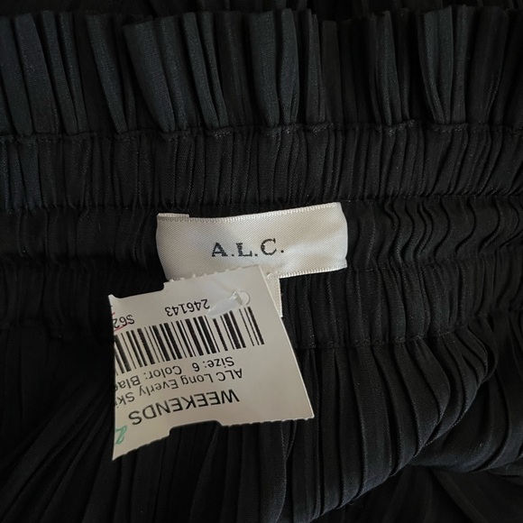 A.L.C Size 6 Black Everly Long Pleated High Ruffled Waist Tie Maxi Skirt NWT - Picture 11 of 13